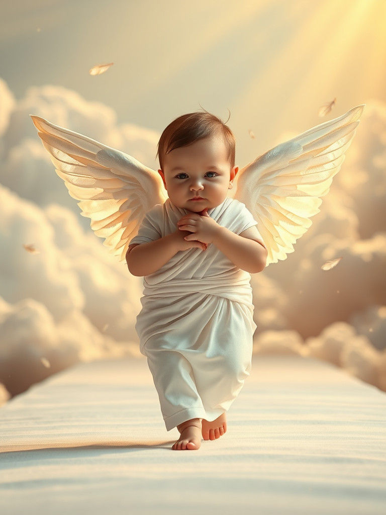 Winged Angel Baby on Nativity Fashion Runway