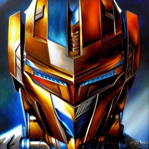 Optimus Prime Portrait in Oil Painting Style