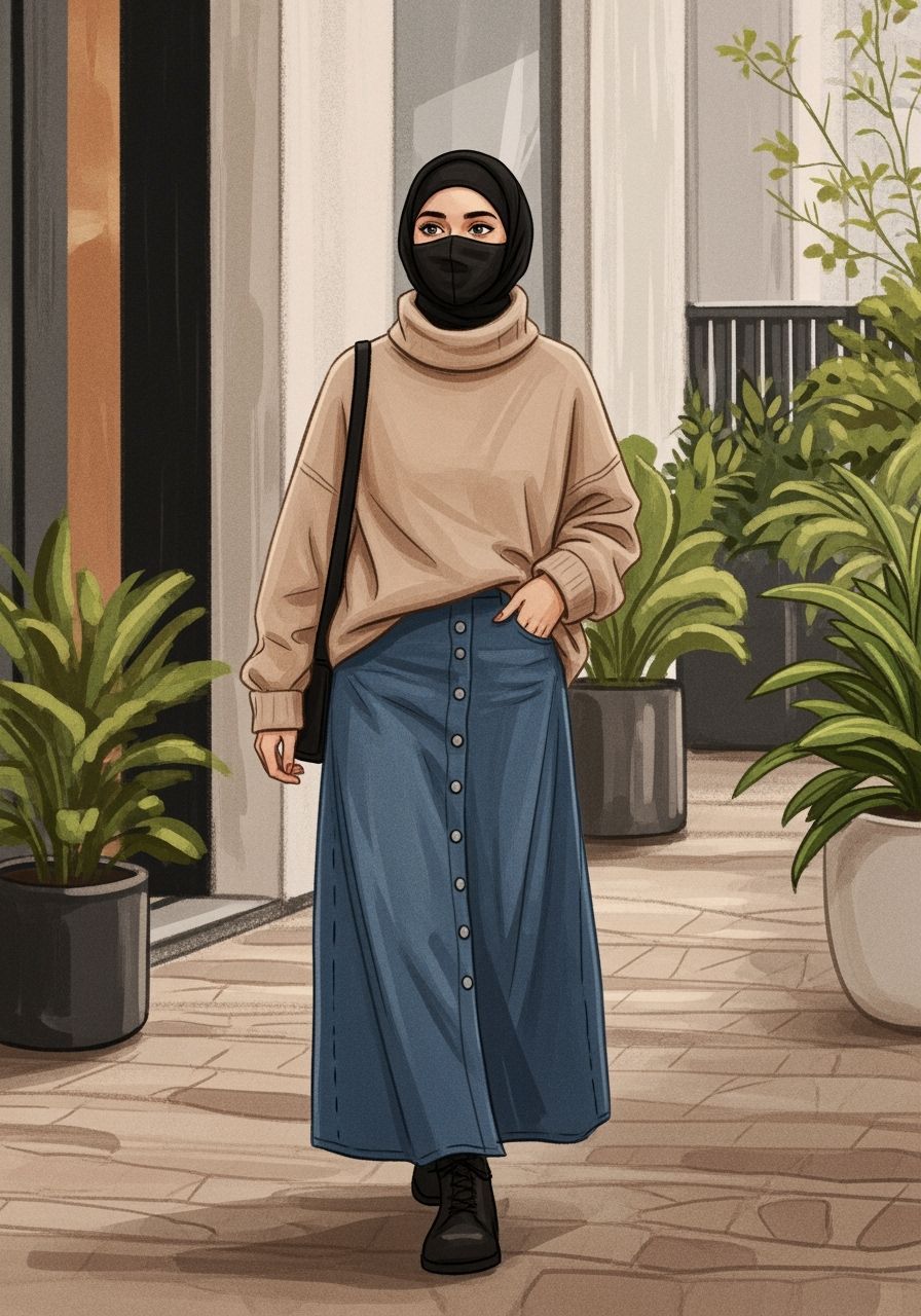 Happy Woman Walking Through Modern City