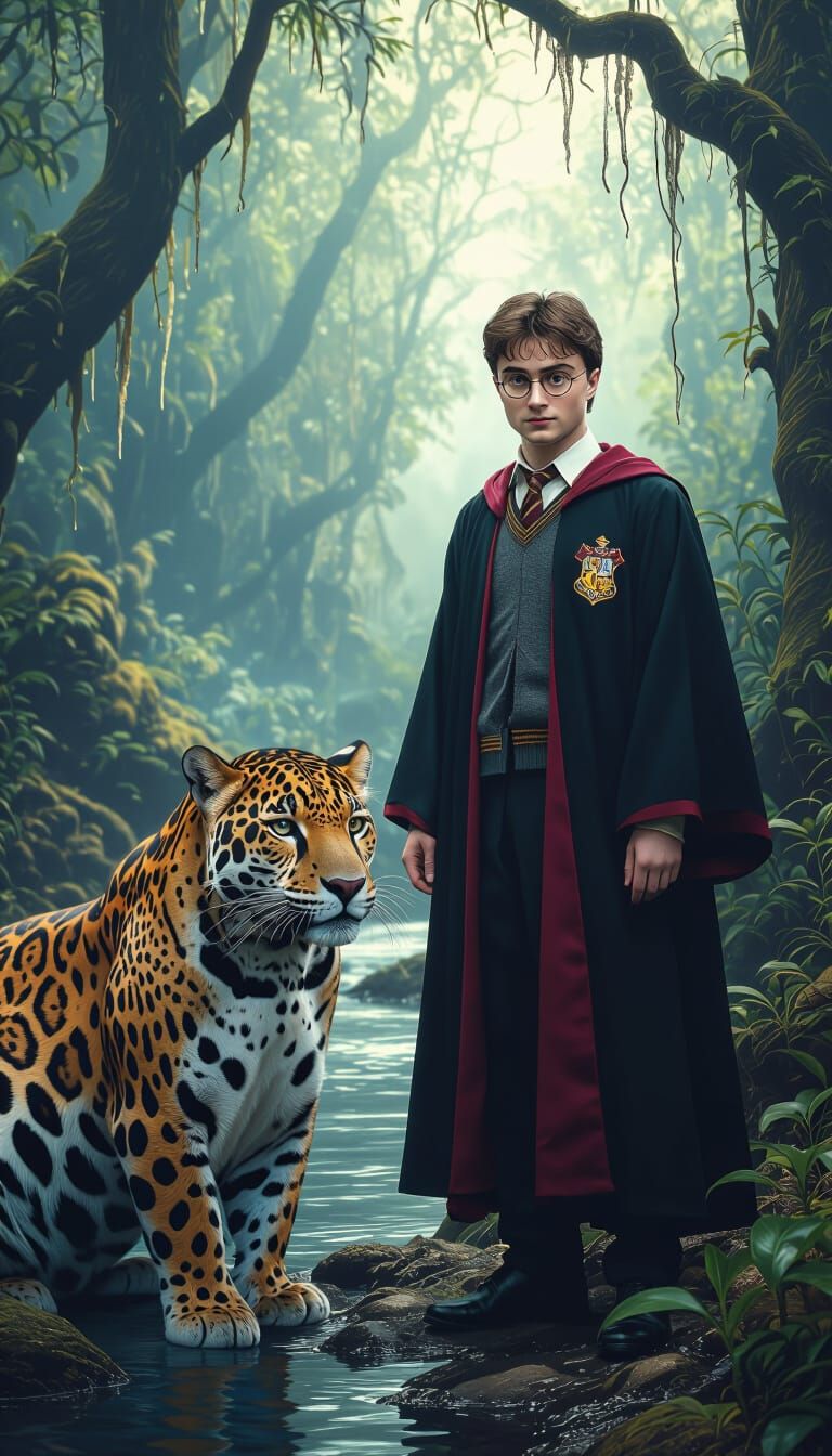 Harry Potter and Jaguar in Mystic Forest