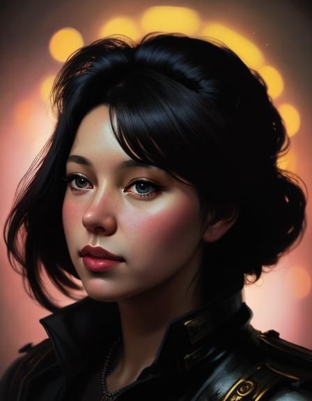 Art Nouveau Woman with Greek Column Background