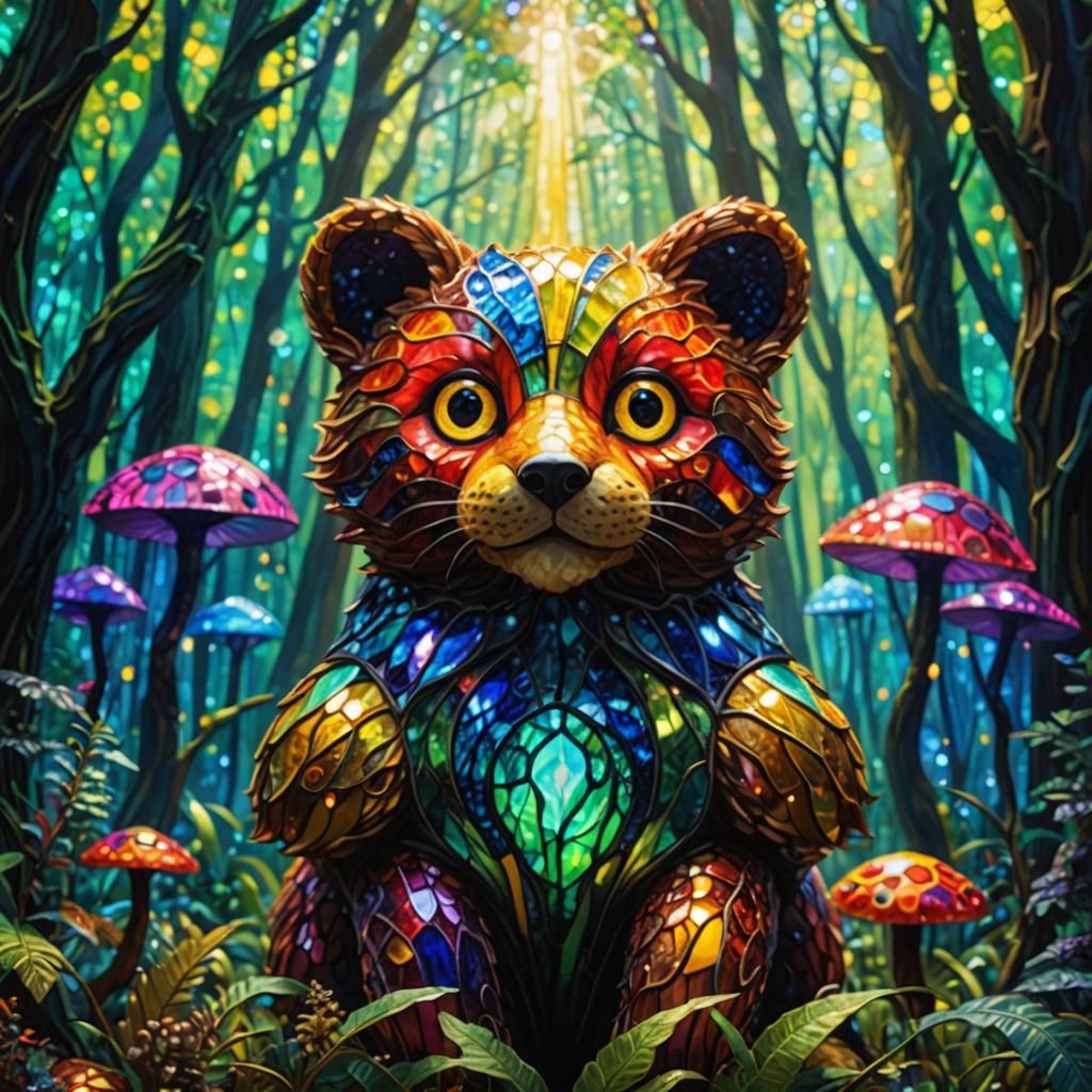 Glass Alien in a Mystical Forest: Fauvist Art