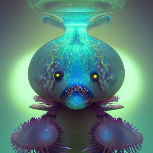 Bioluminescent Alien Portrait in Hyperrealism Style