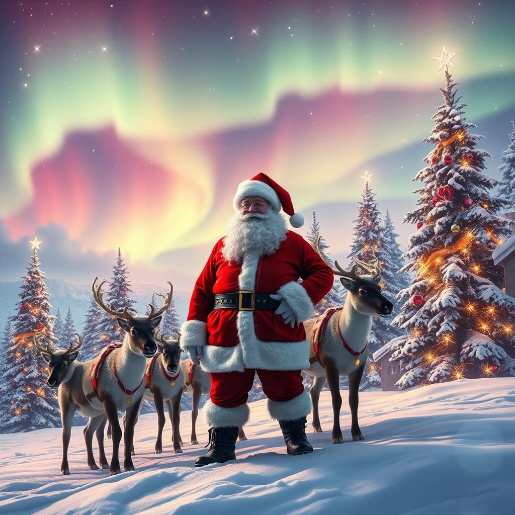 Winter Wonderland Christmas Scene in Snowy Northern Landscap...