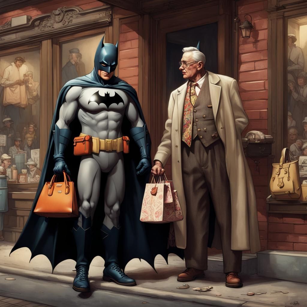 Batman going Christmas shopping with Commissioner Gordon