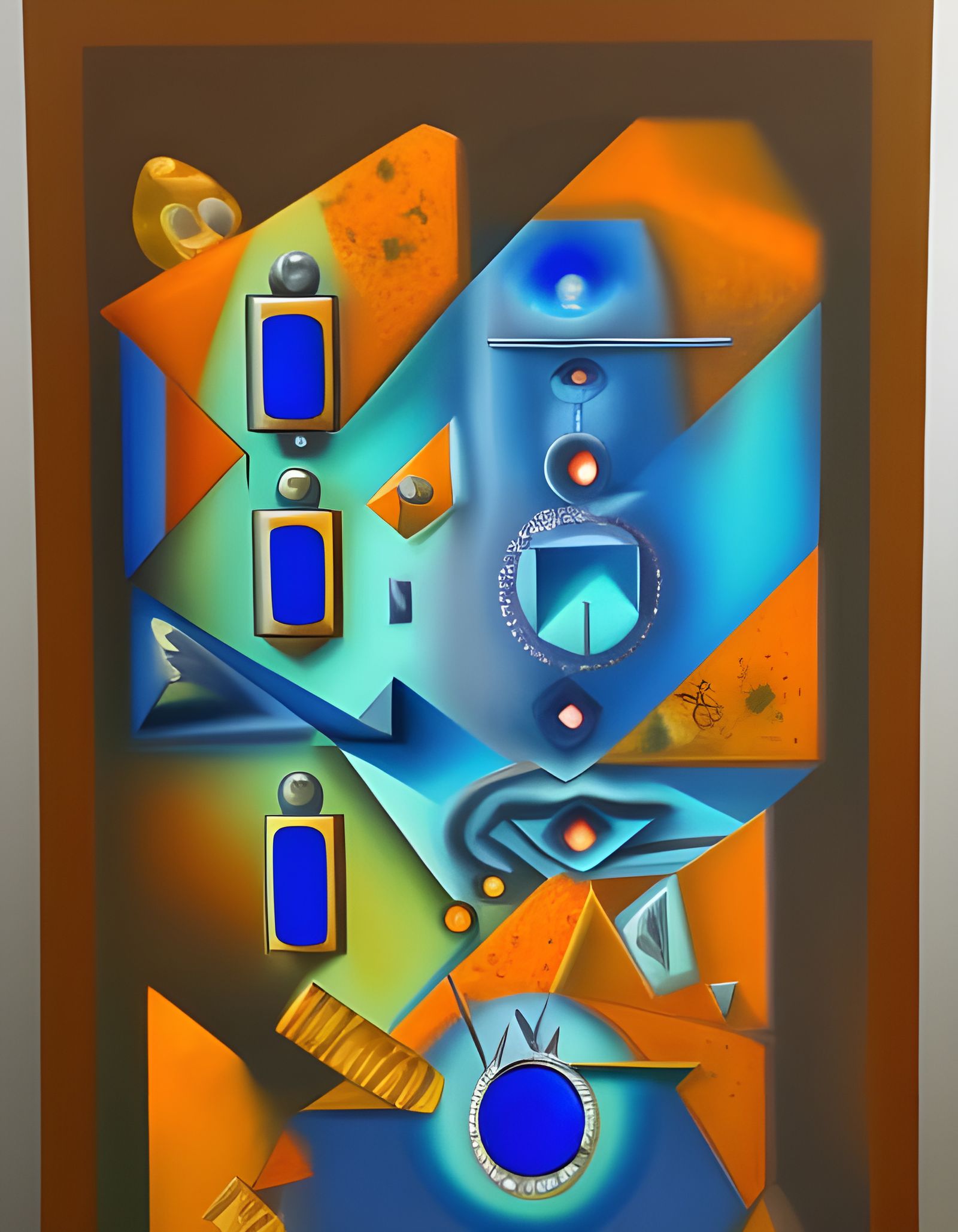 Surreal Art Deco Dreamscape in Lapis Blue