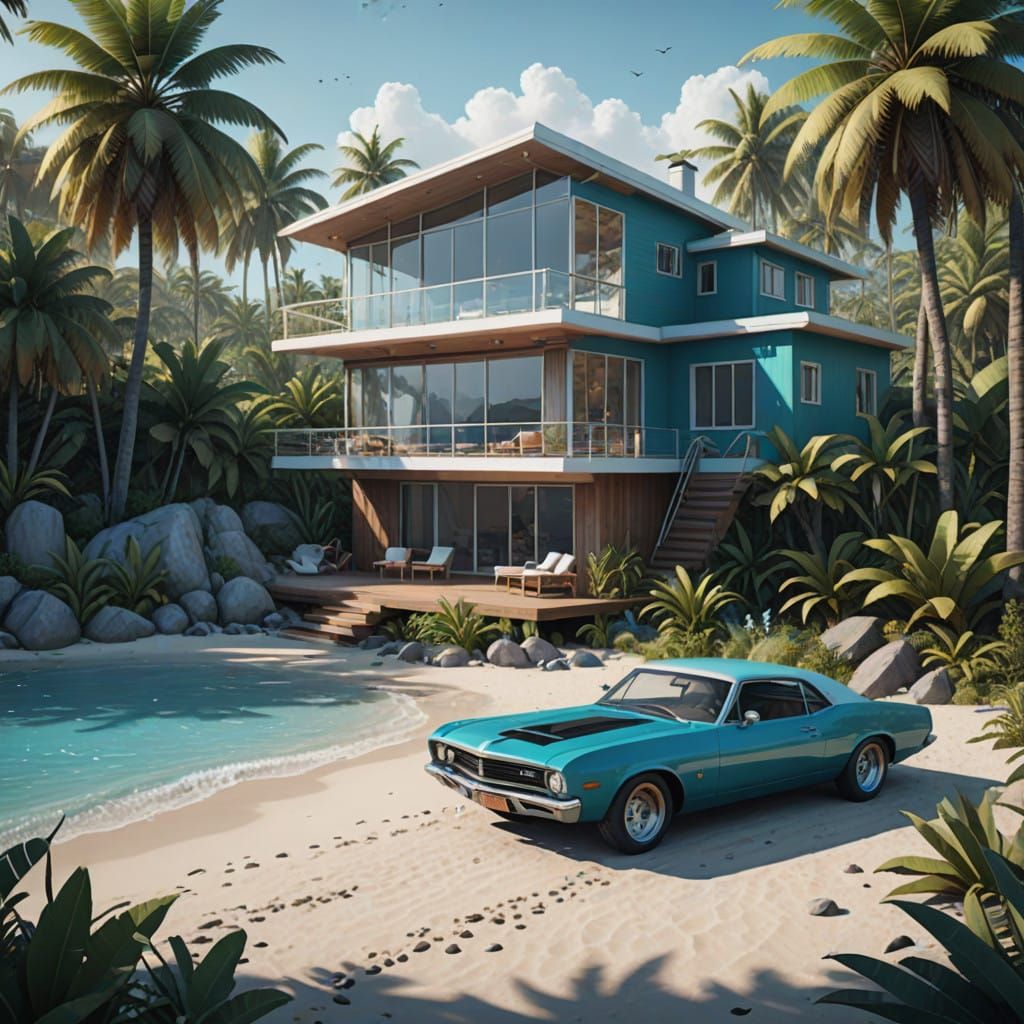 Surreal Tropical Beachside Residence in Vibrant Color