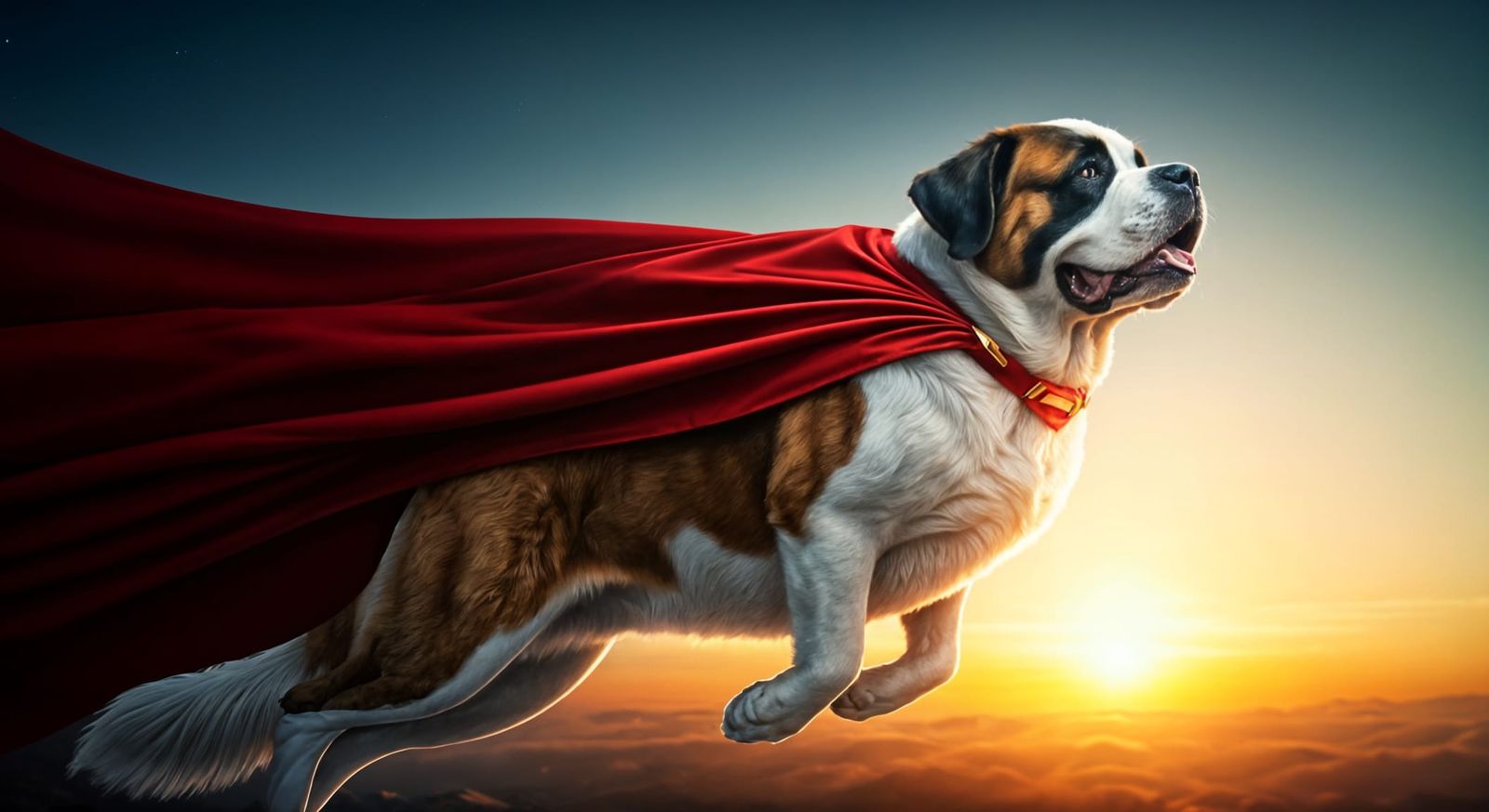 Adorable Krypto St. Bernard Soars Through Epic Skies
