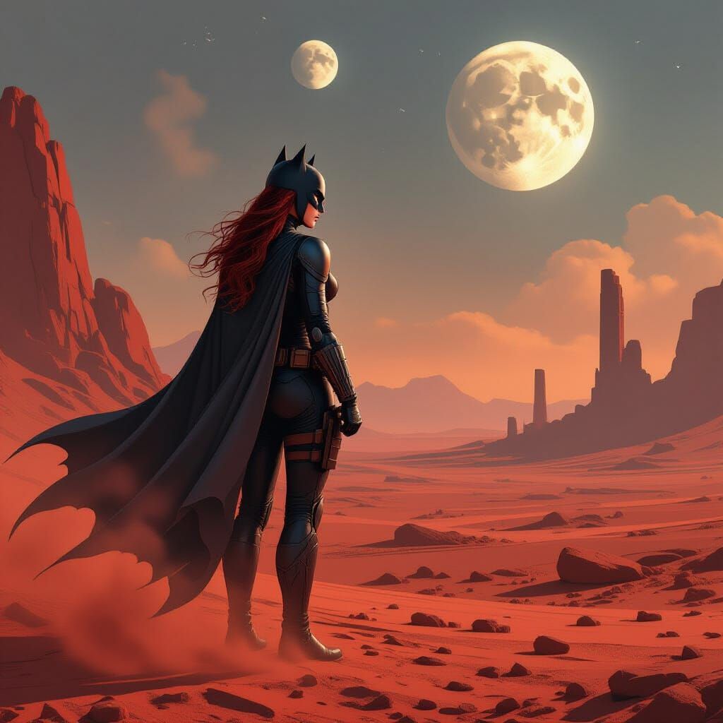 Batwoman on Mars: Twin Moons and Alien Ruins