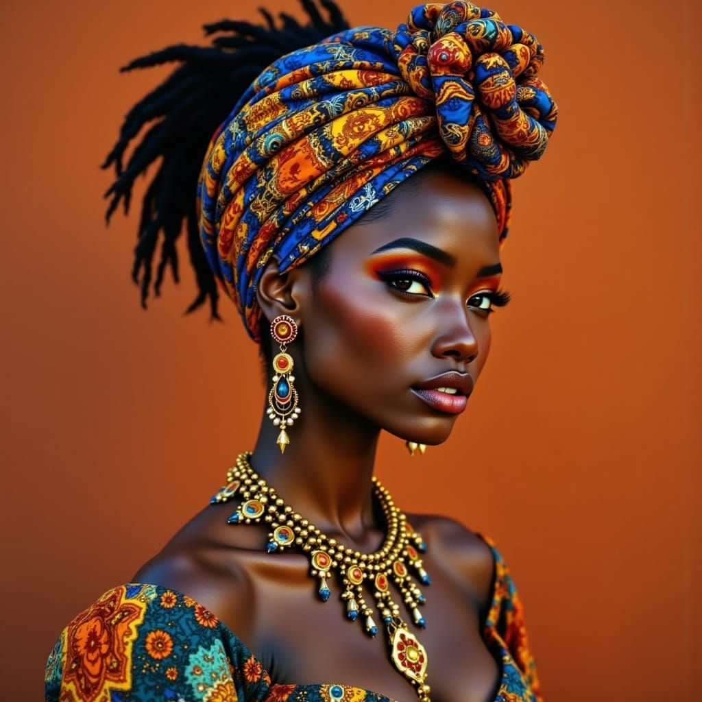Vibrant African Queen in Traditional Attire