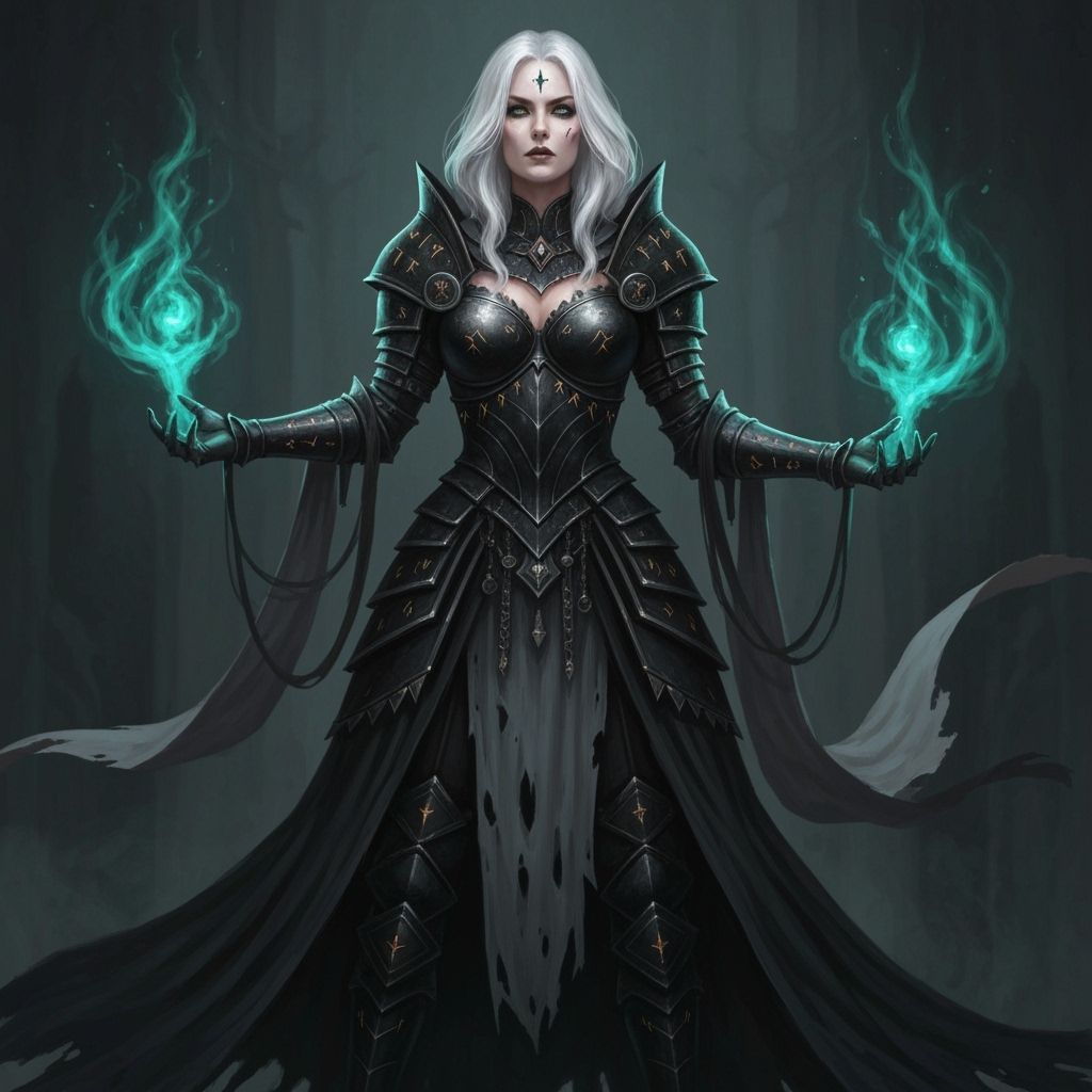 Dark Fantasy Witch Aristocrat in Arcane Armor