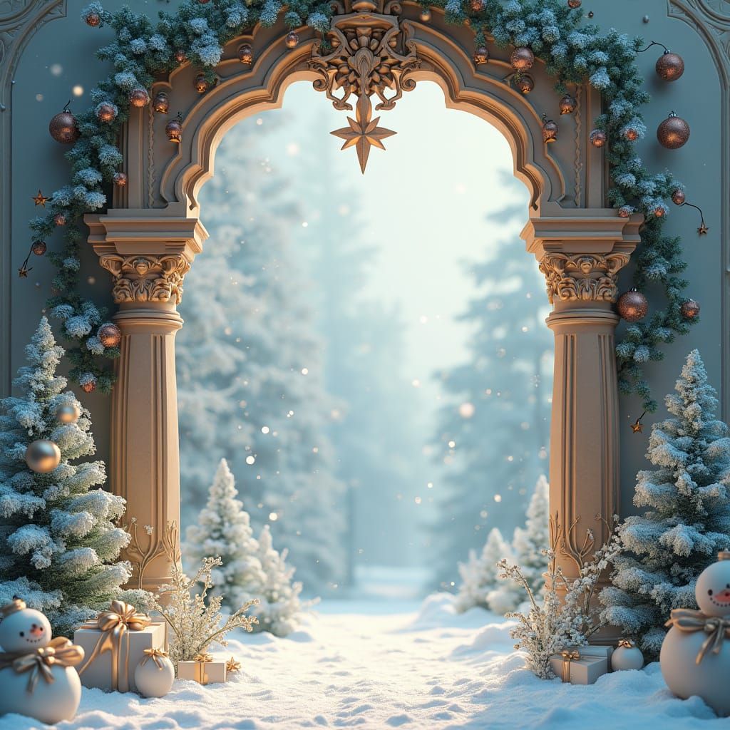 Ornate Winter Scene for Christmas Planner