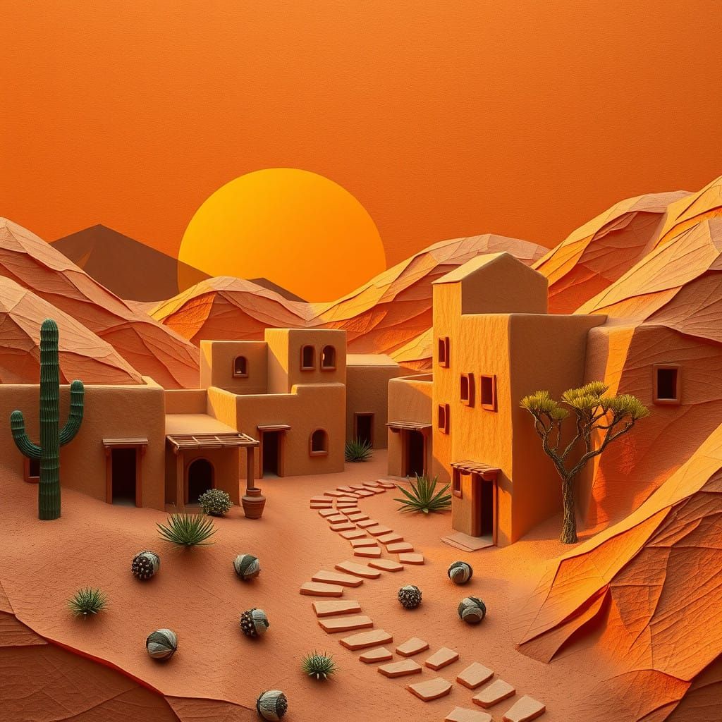 Adobe Village at Golden Hour