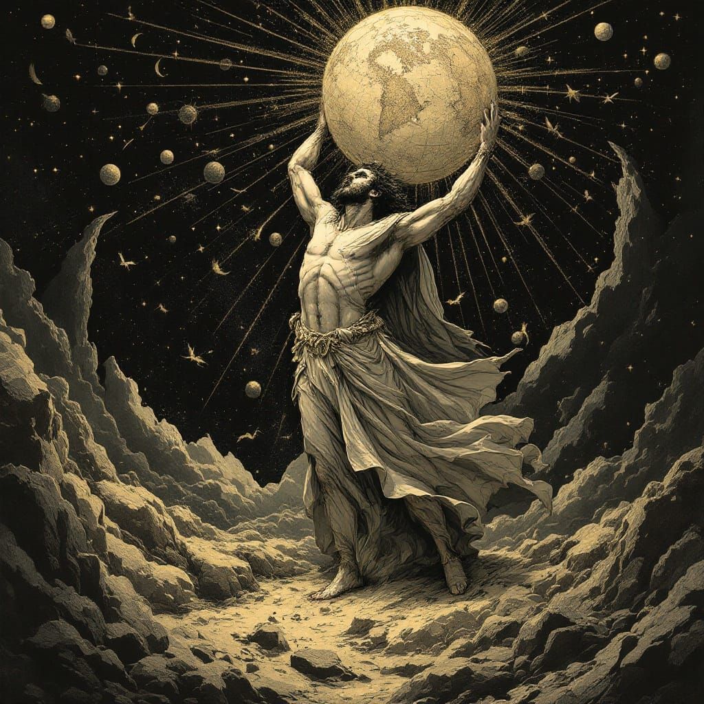 Atlas Burdened: A Kinetic Pointillist Interpretation