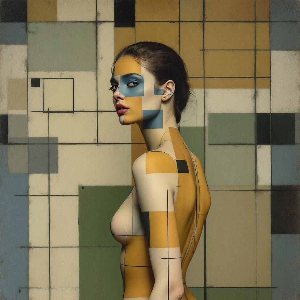 Geometric Body Art Meets Melancholic Luminosity