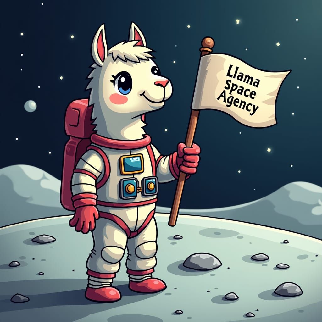 Llama Astronaut on the Moon