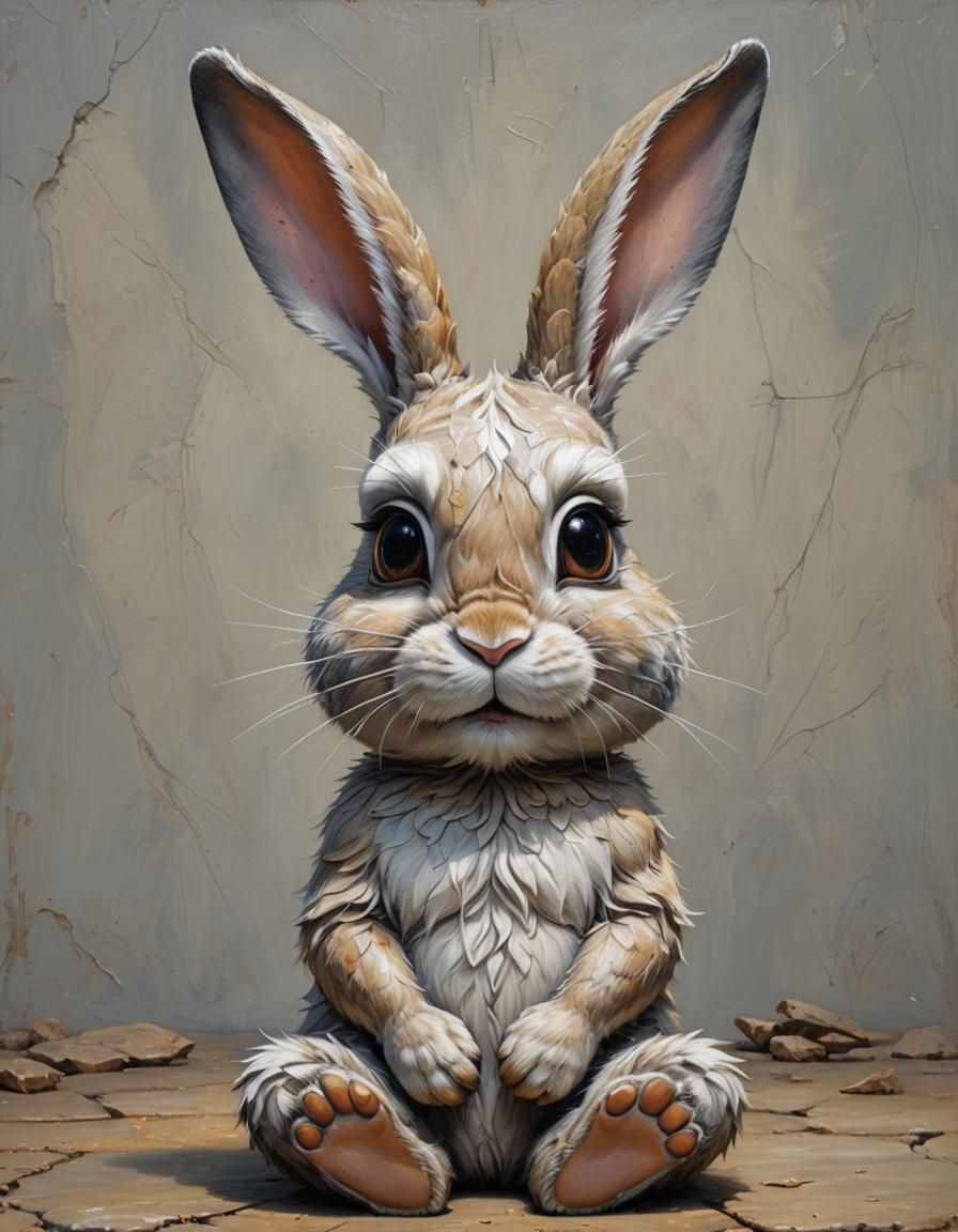 3D cute bunny sitting in a meditation pose with eyes closed ...