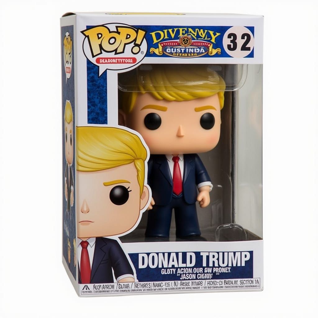 Donald Trump as a Funko Pop Action Figure in a Collectible B...
