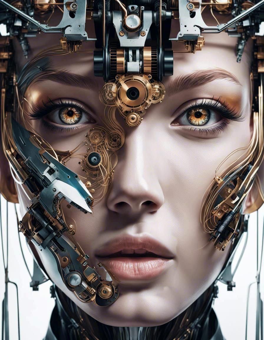 Afrofuturist Gynoid with Embedded Tech, Digital Art