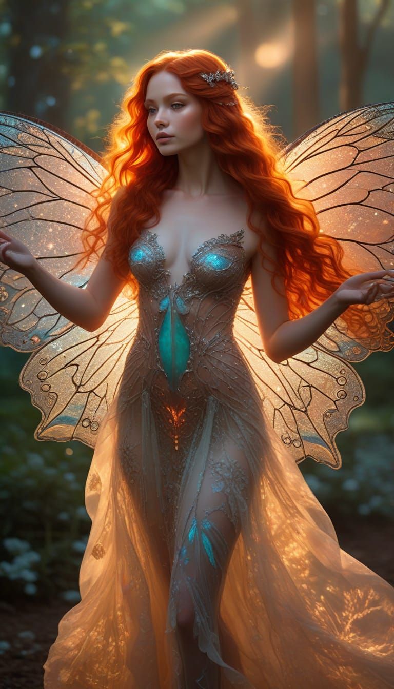 Luminous Opal Fairy in Sunset Glow