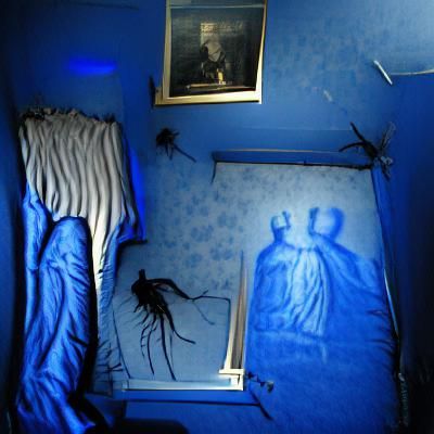 Creepy Shadow Figure in Dark Bedroom