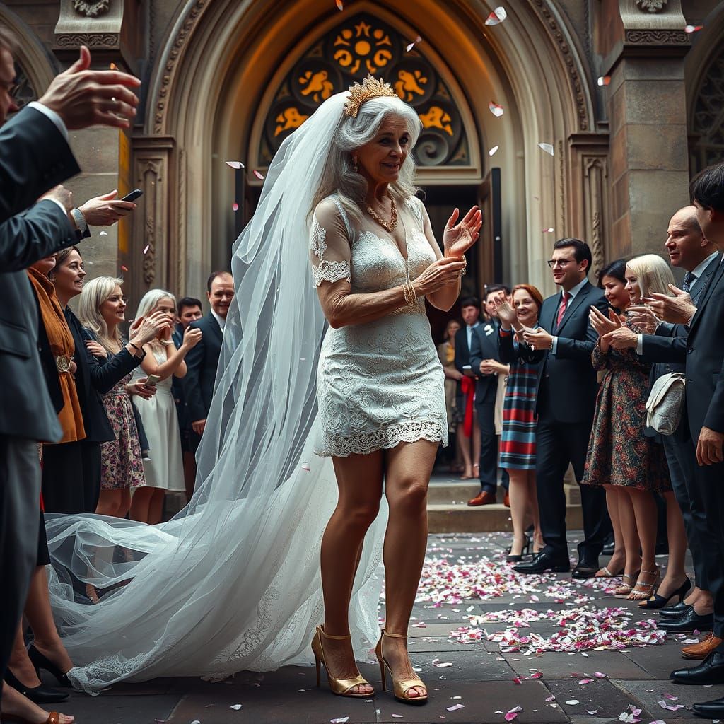 Elderly Transgender Woman's Wedding Day, Detailed Matte Pain...