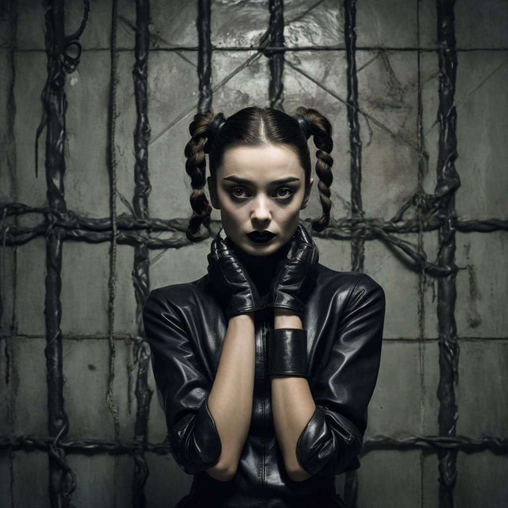 Surreal Dystopian Portrait of Audrey Hepburn in Insane Asylu...