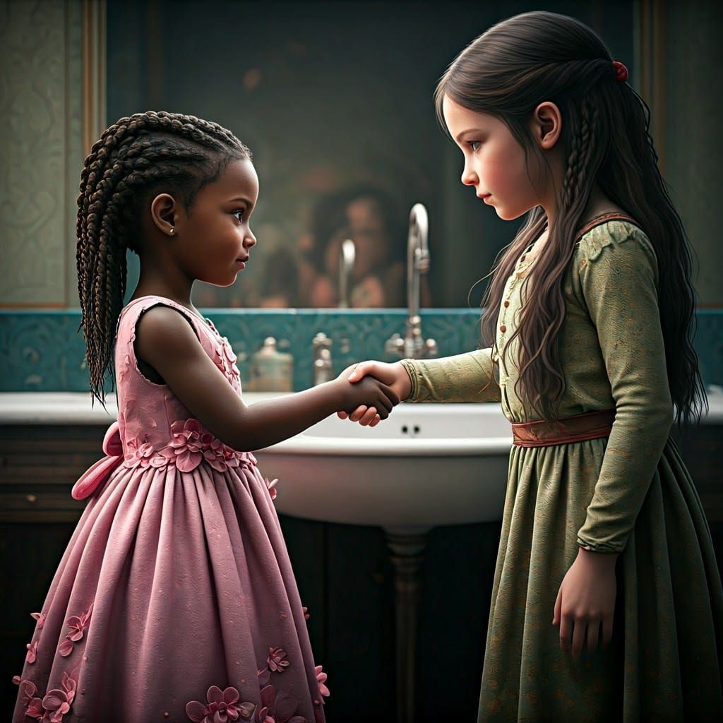 Girl Greets Goddess: Art Nouveau Concept Art