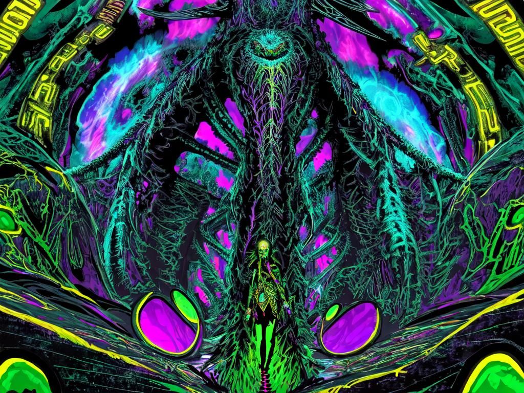 Lizardpunk Creature in Dark Psychedelic Comix Art