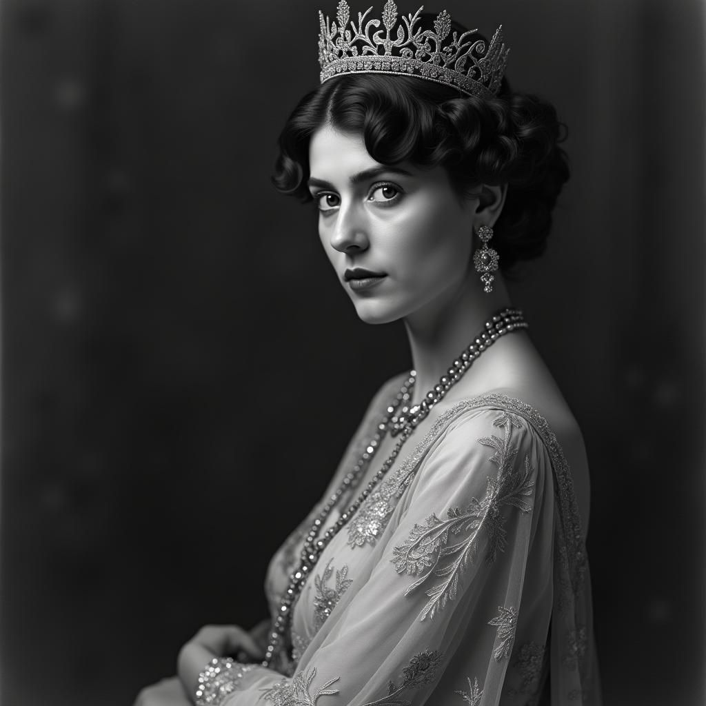Regal Baroness in Black and White, 1910s Portrait