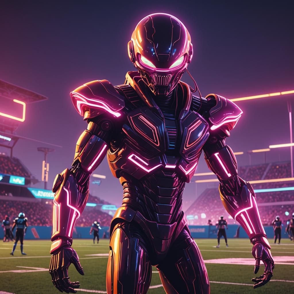 Retro-Futuristic Alien Tankle Football Tackle