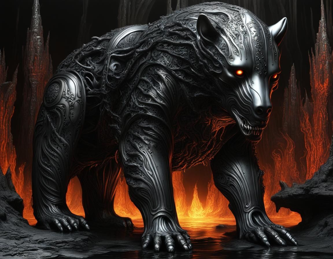 Epic Black Diamond Lava Bear in Gothic Style