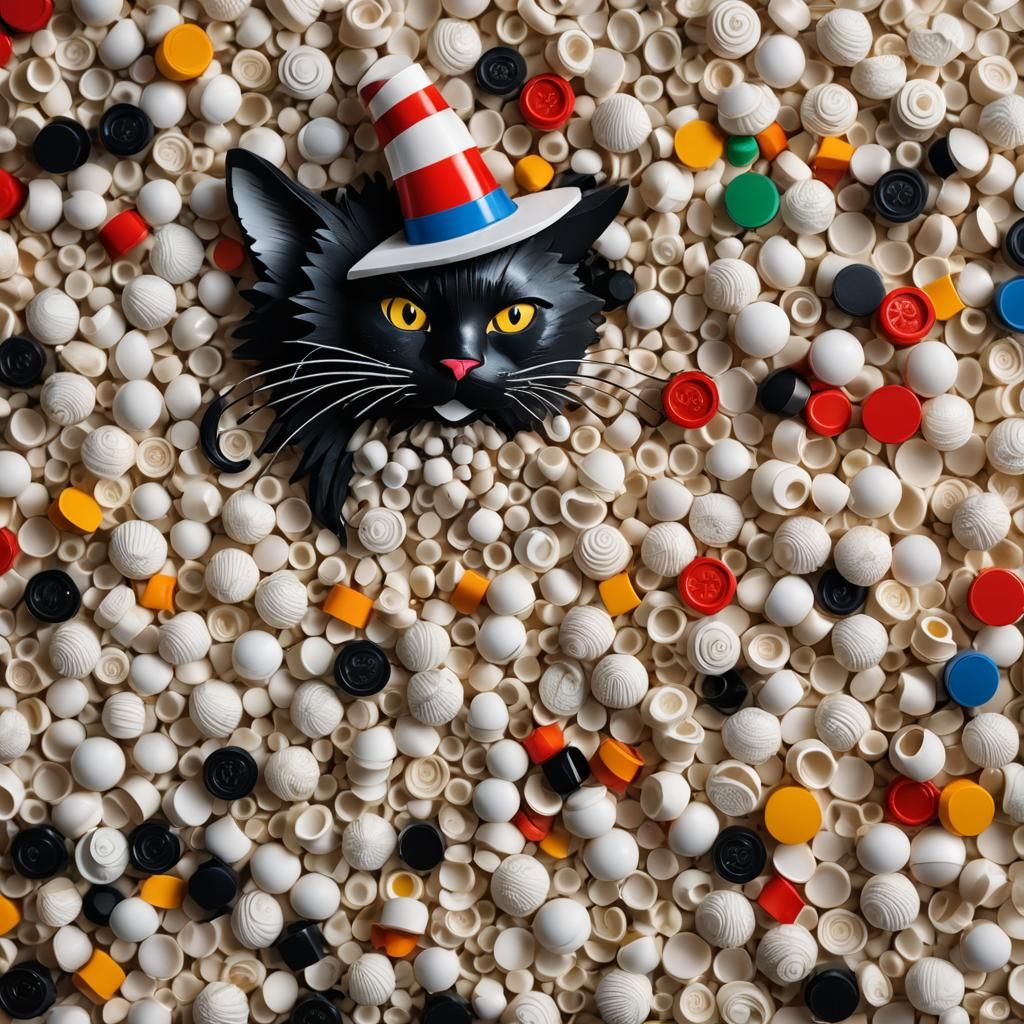 Hyperrealistic Lego Cat in Hat Concept Art