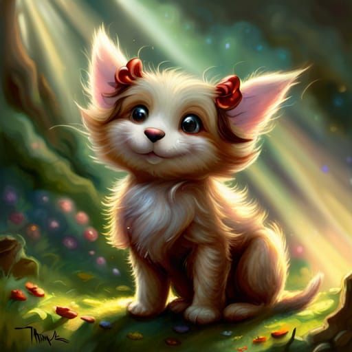 Ethereal Fantasy Dog with Floppy Ears