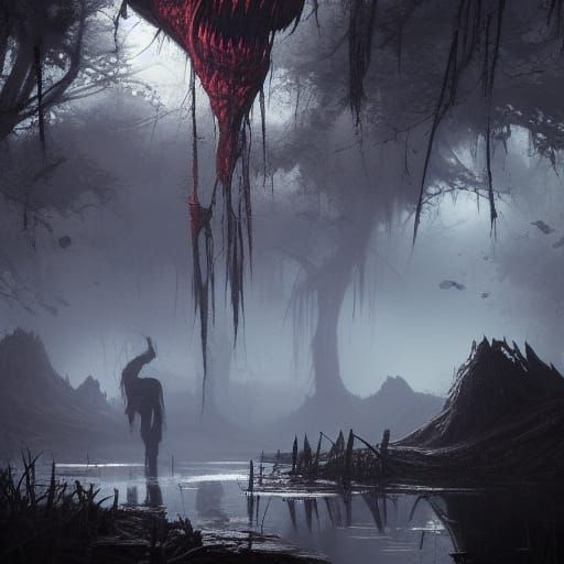 Swamp Monster in Dark Fantasy Style