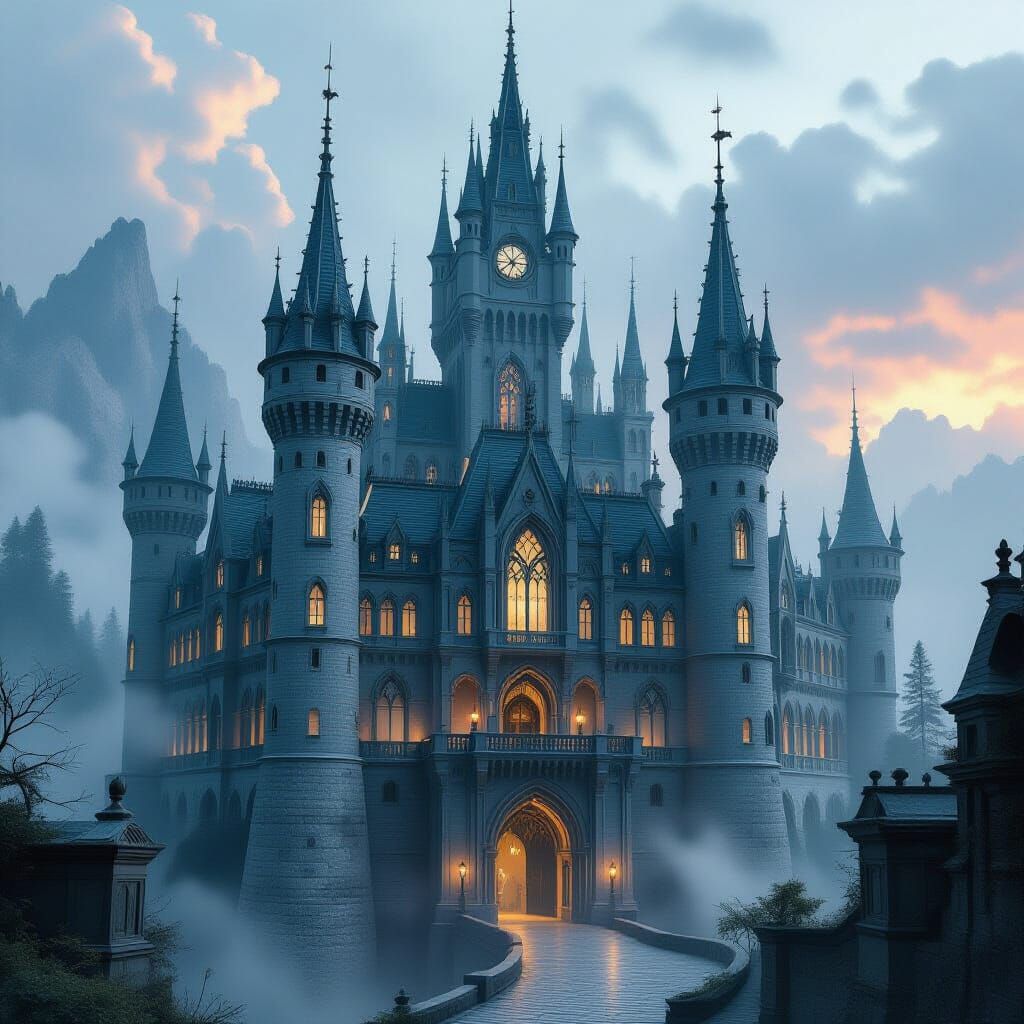 Majestic Chimera Castle with Gothic Spires