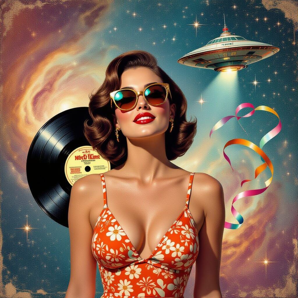 Cosmic Retro: Woman in Sunglasses, Afrofuturist Style