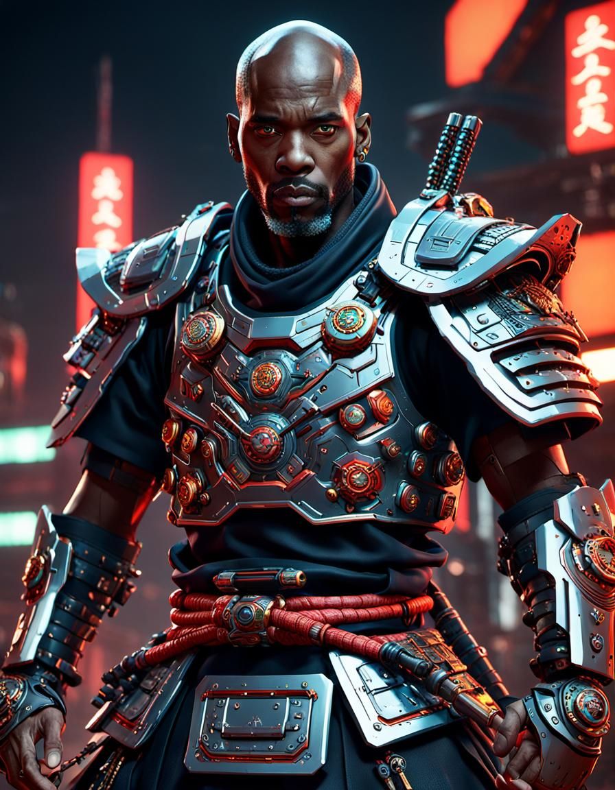 Cyborg Samurai Warrior: DMX in Futuristic Sci-Fi Style