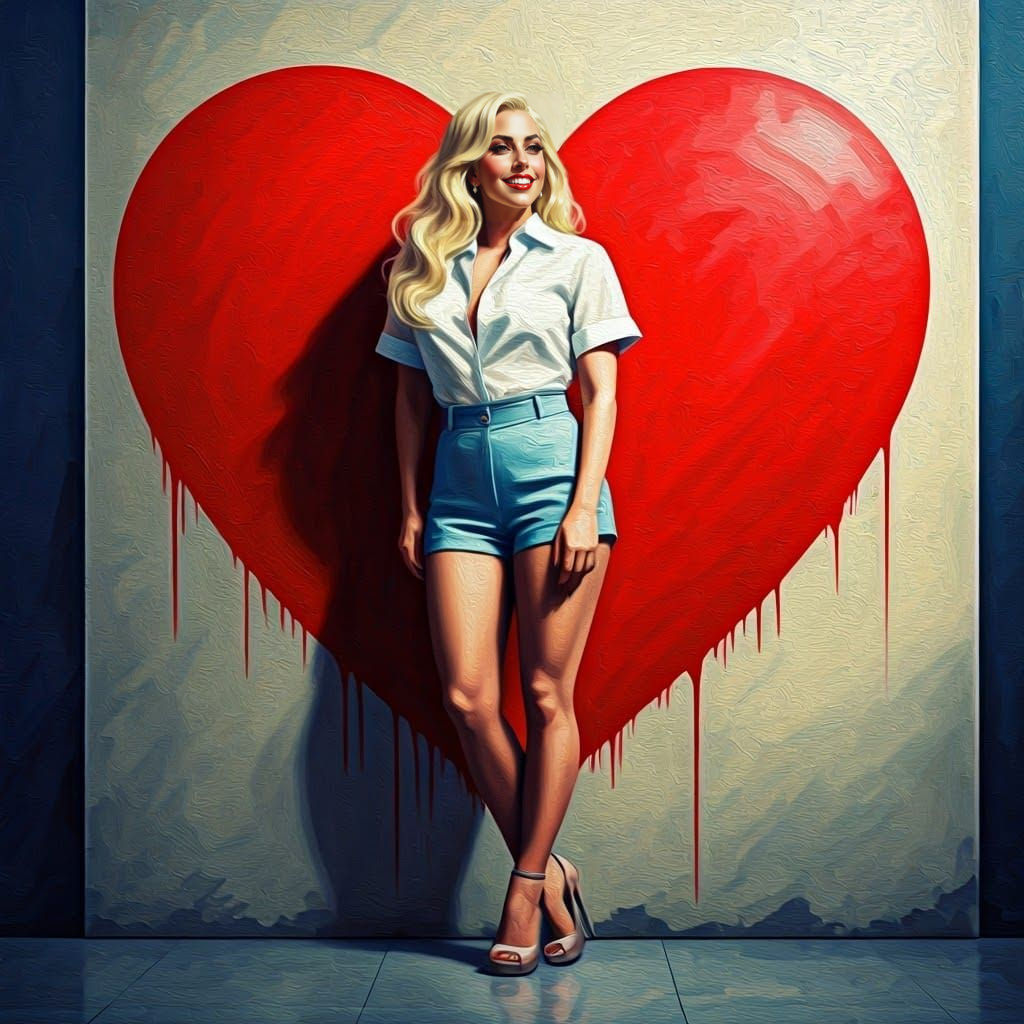 Glamorous Lady Gaga in Impressionist Oil Painting