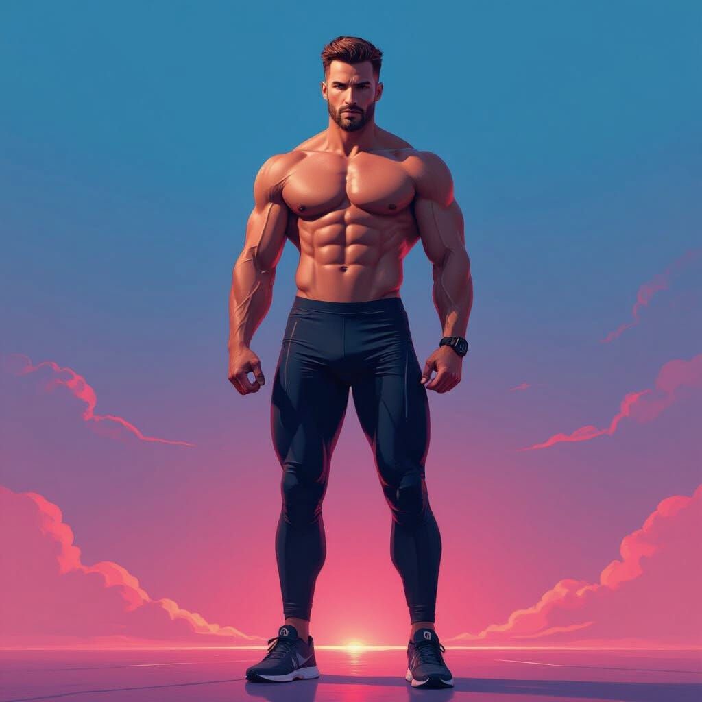 Muscular Man in Futuristic Athletic Wear