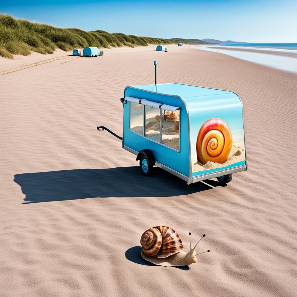 Snail Caravan to Beach Ice Cream Cart