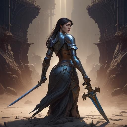 Female Knight in Post-War Kingdom, Digital Art