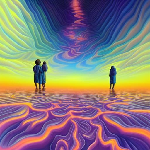 Surreal Metallic Interior with Fractal Iridescence