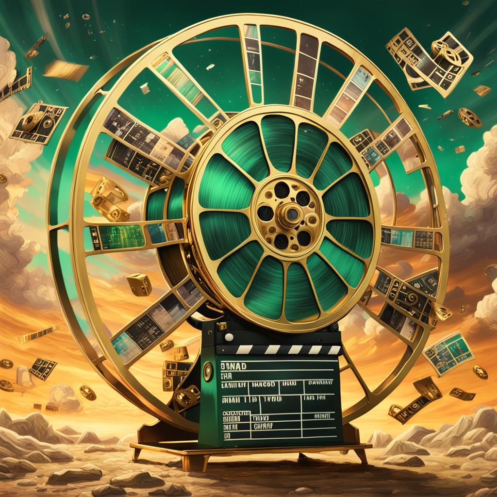 Golden Film Reel Unveiling Movie Magic