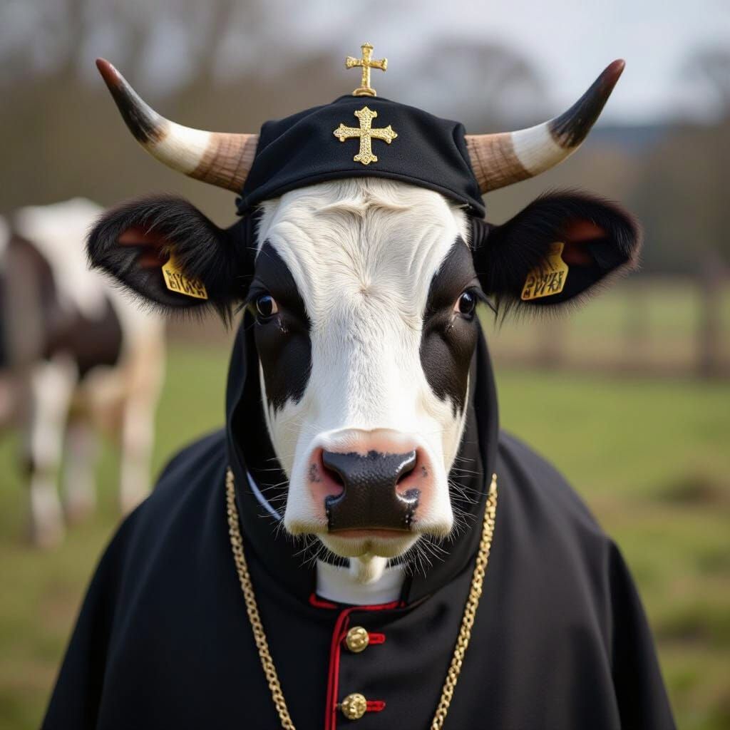 Cow as a Priest: An AI Generated Image