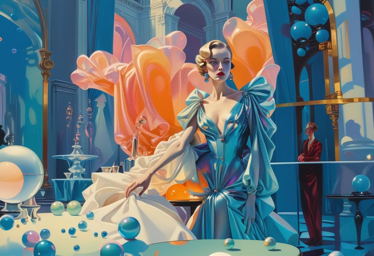 Futuristic Aristocrat in Opulent Gown