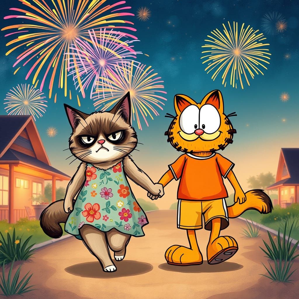 Whimsical Summer Romance with Feline Friends