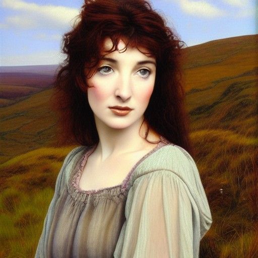 Pre-Raphaelite Woman on Yorkshire Moors