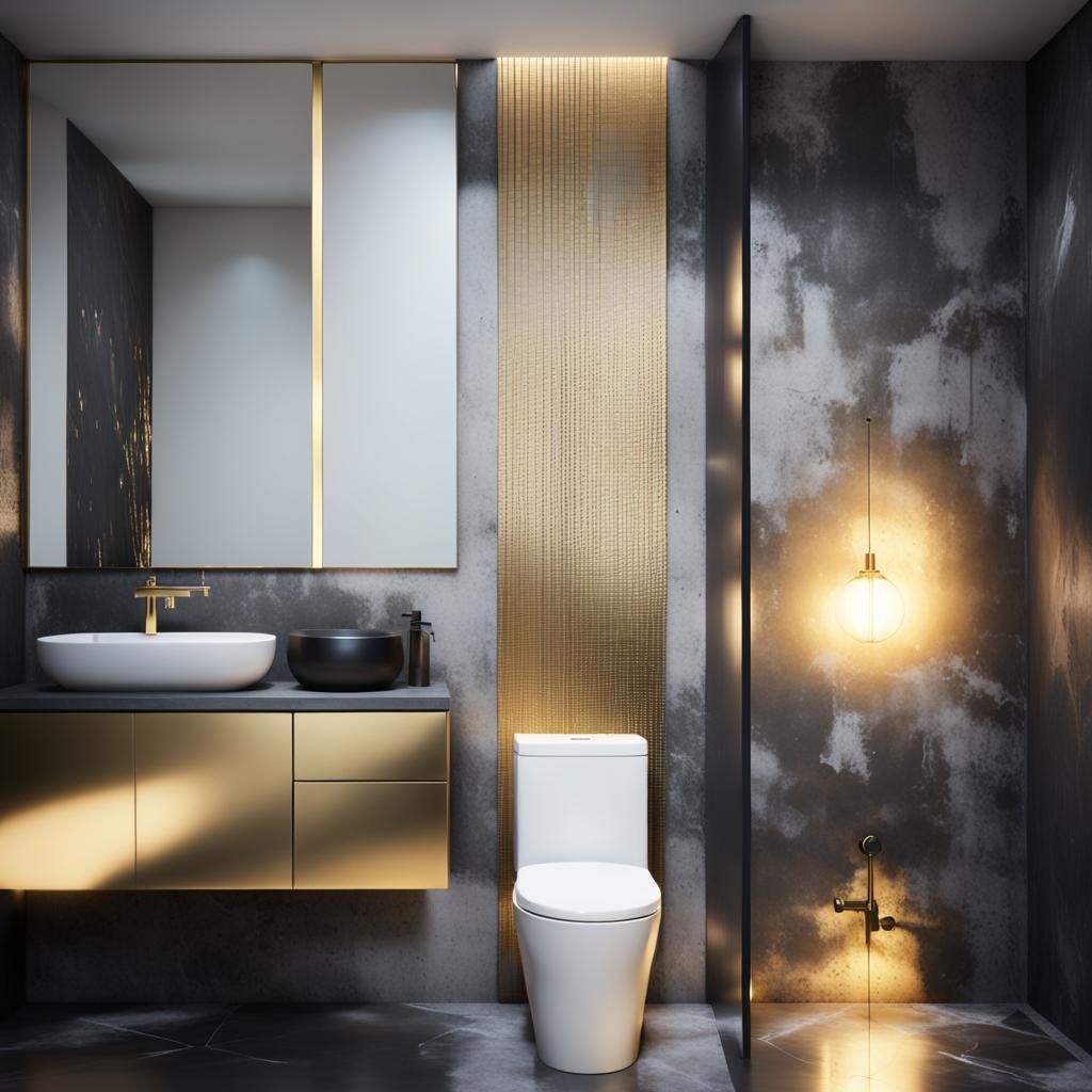 Modern Minimalist Bathroom with Gleaming Accents