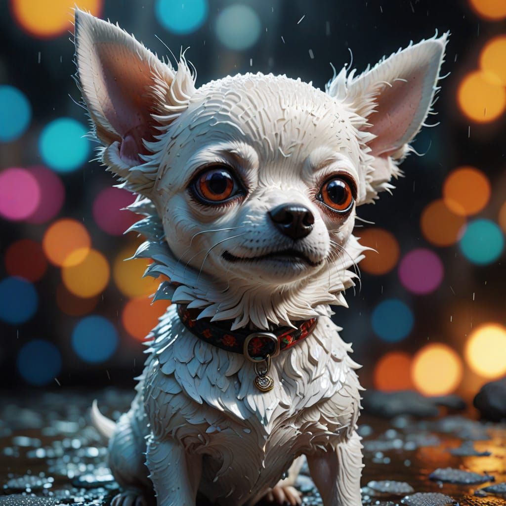 Whimsical Chihuahua Goddess in Moody, Hyperrealistic Digital...